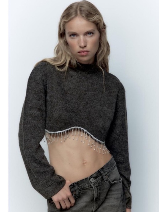 Zara Sweaters - NWT Zara Cropped Rhinestone Sweater. Size: Small. Excellent condition